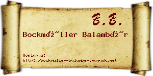 Bockmüller Balambér névjegykártya